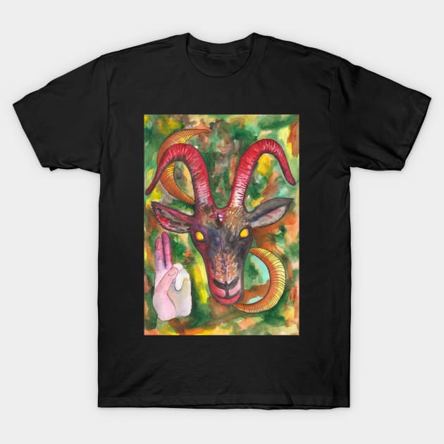 Occult satanic goat Baphomet T-Shirt by deadblackpony